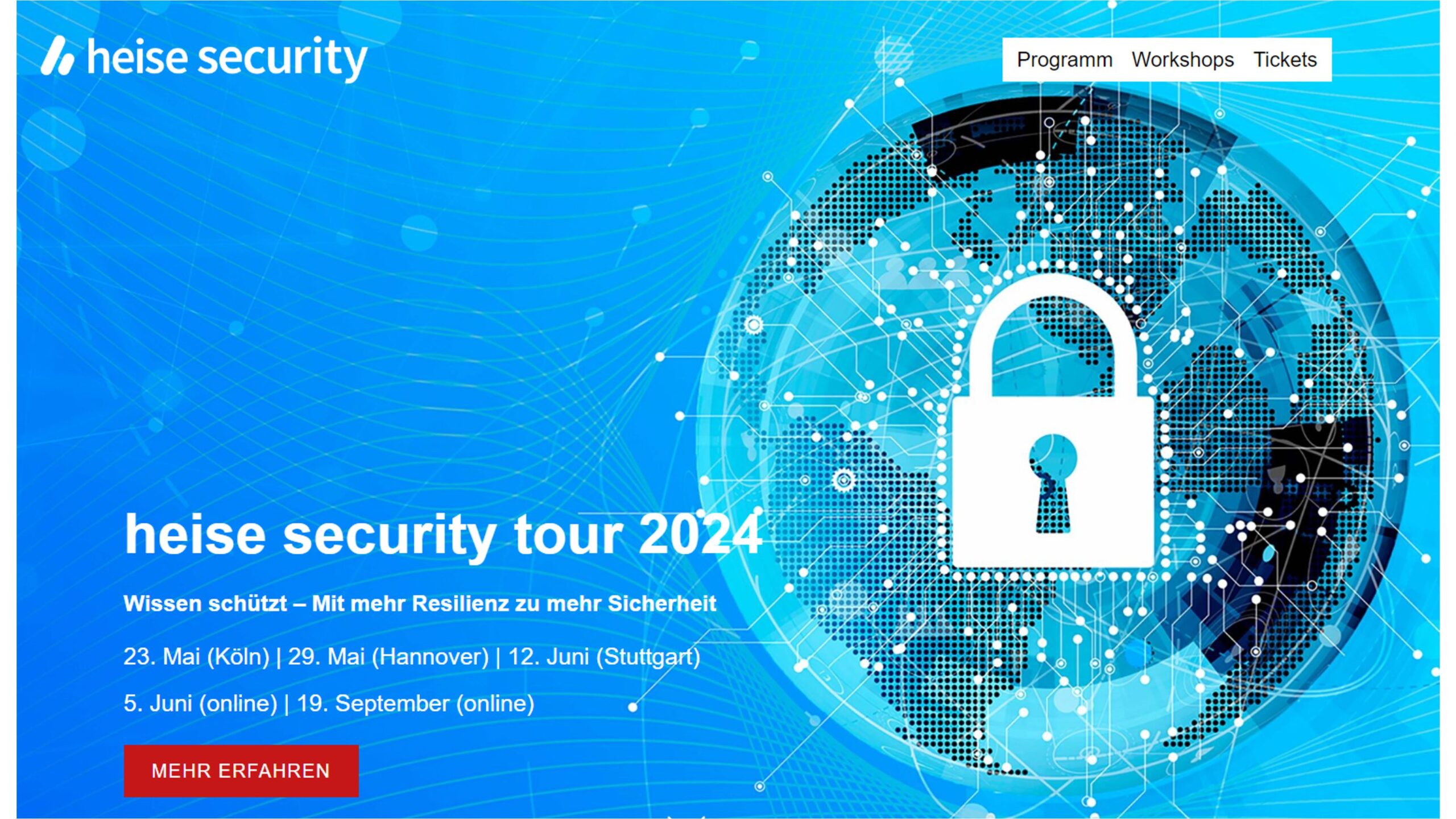 Treffen Sie mich auf der<br>heise security tour 2024